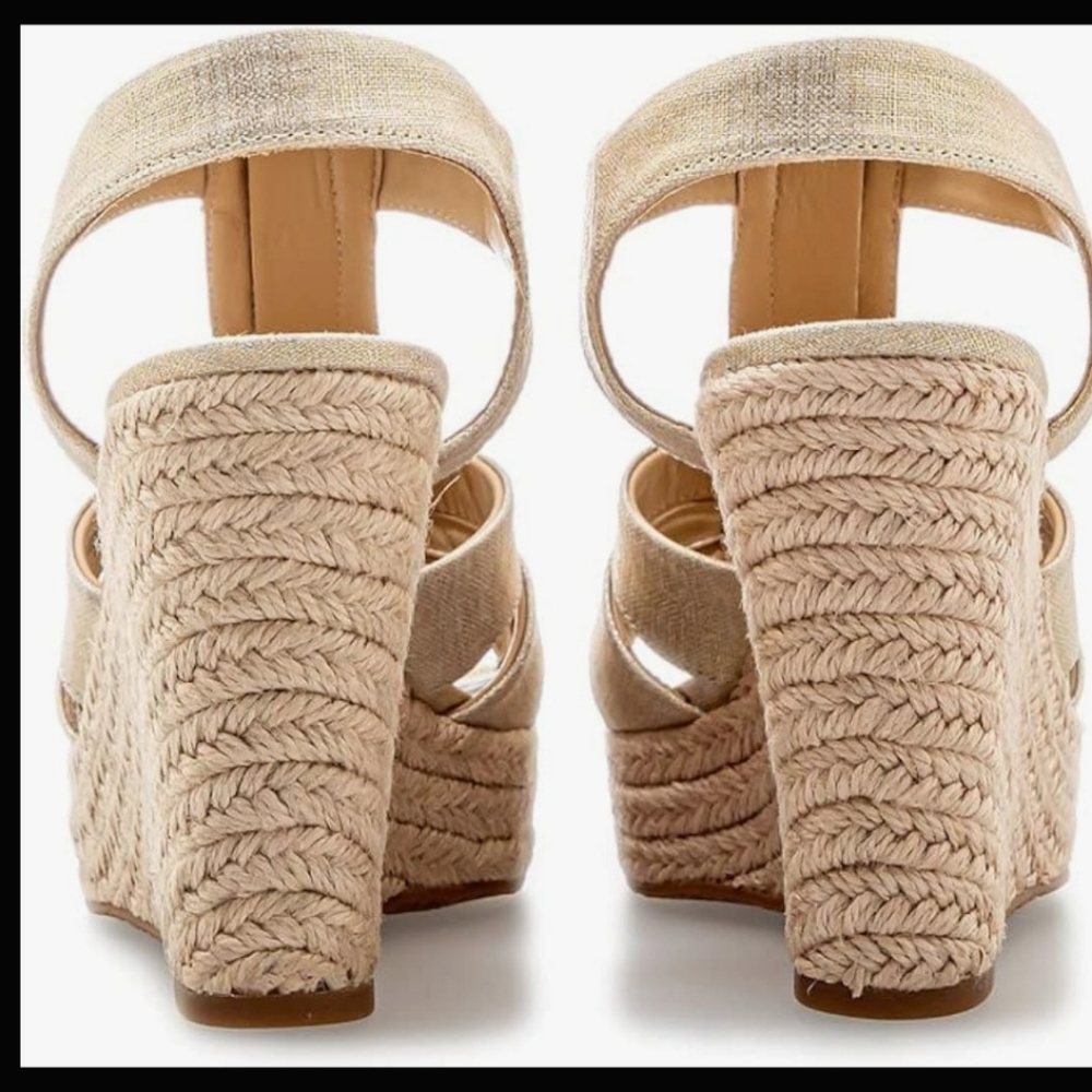 Michael Mk Kors Elegant Cream/gold Sandals Michael Kors Berkley Wedhe - Picture 6 of 9